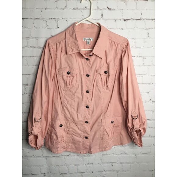 Dressbarn Summer Jacket Women’s size XL Blush‎ Pink Button Up Lightweight Y2K - Picture 1 of 12